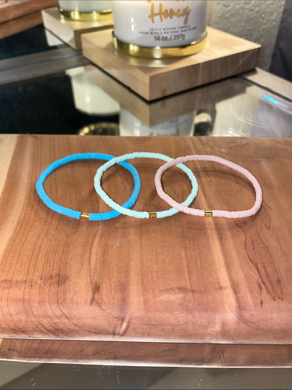Pura Vida Stretch Shell Bead Bracelets - Pink, Mint & Turquoise
